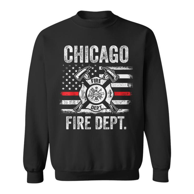 Chicago Illinois Fire Department Thin Red Line Fireman Sweatshirt
