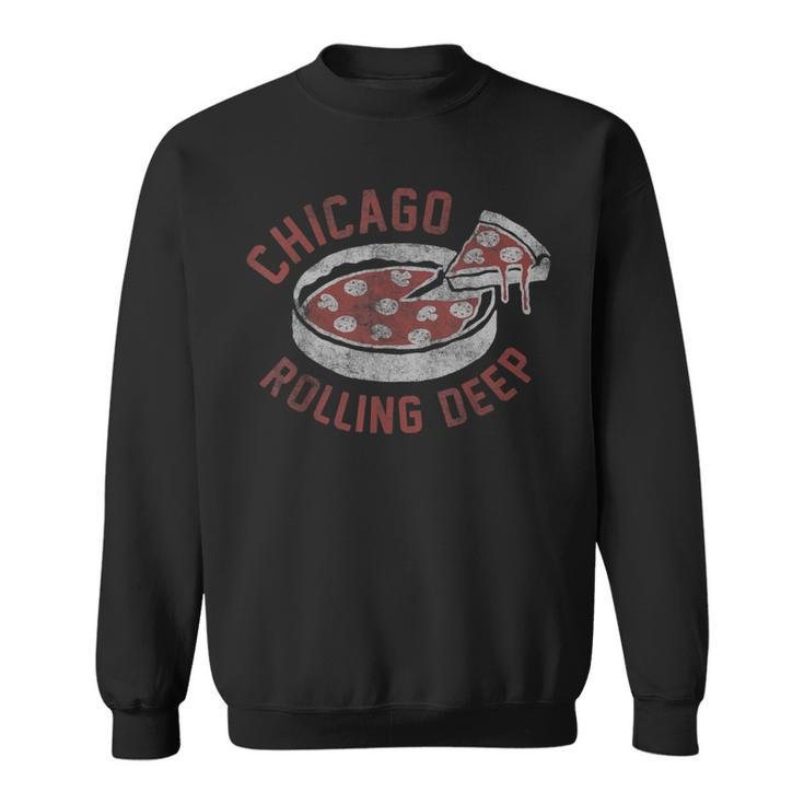 Chicago Rolling Deep Dish Pizza Vintage Graphic Sweatshirt
