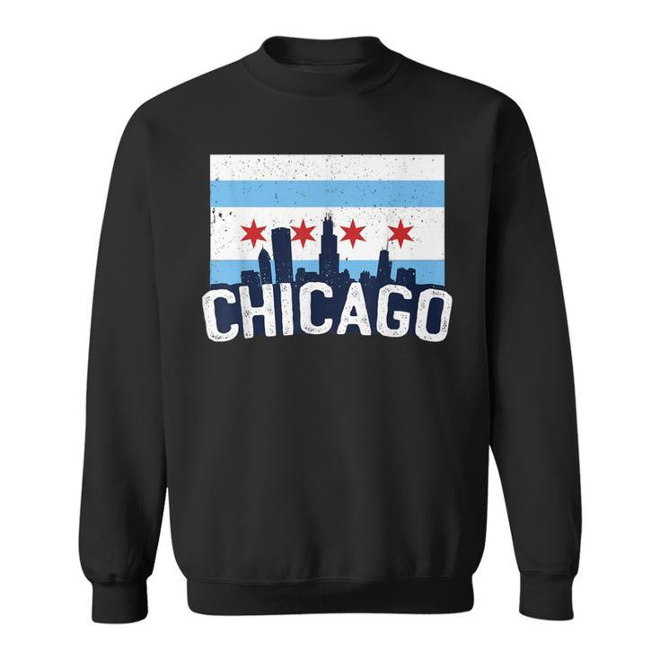 Chicago Skyline City Flag Illinois Souvenir Sweatshirt