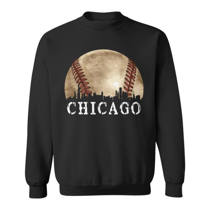 Chicago Skyline City Vintage Baseball Lover Sweatshirt