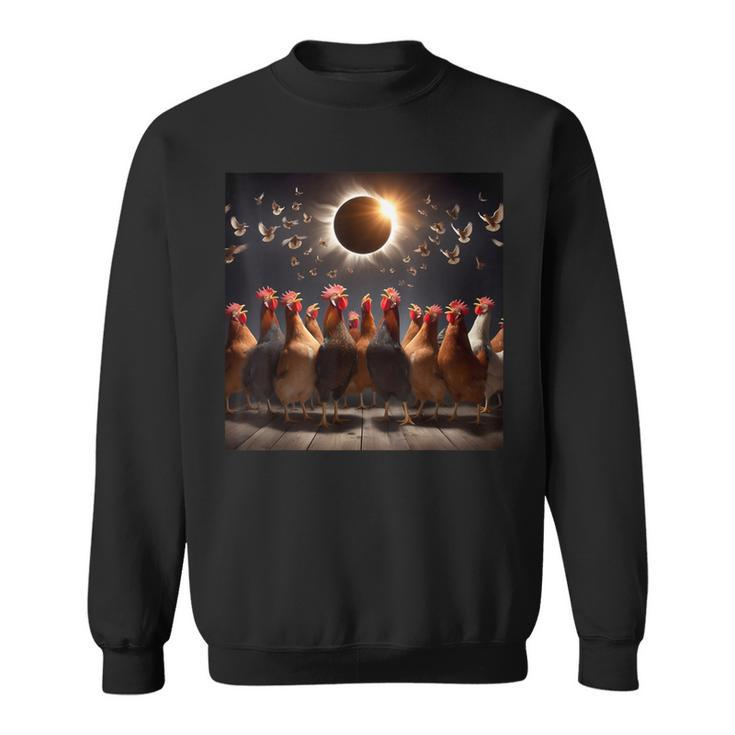 Chicken And The Total Solar Sun Eclipse 80424 2024 Chicken Sweatshirt