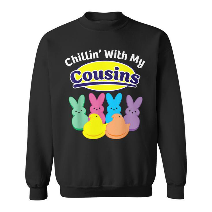 Chillin With My Cousins Colorful Bunnies Easter Girls Boys Sweatshirt