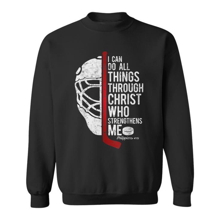 Christian Hockey Bible Verse Philippians Religious Hockey Sweatshirt