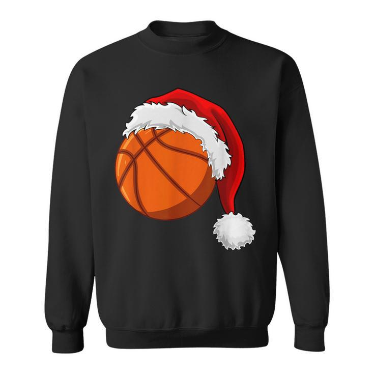 Christmas Basketball Ball Santa Hat Boys Sport Xmas Sweatshirt