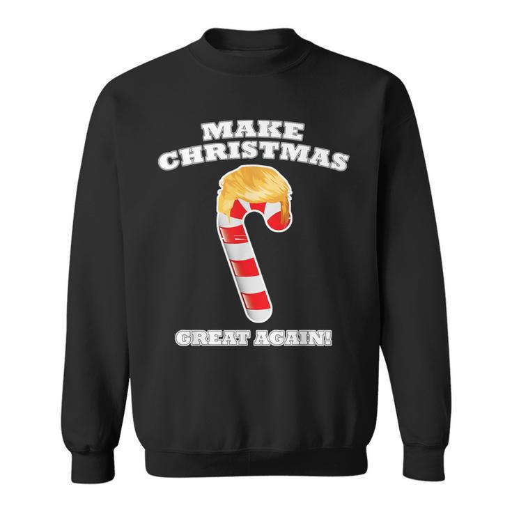 Make Christmas Great Again Holiday Candy Cane Trump Hair Sweatshirt