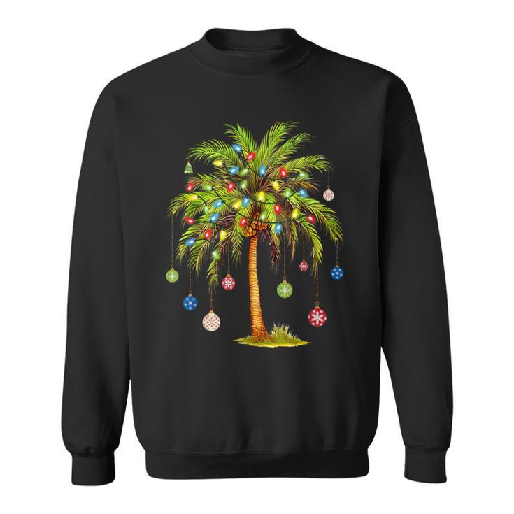 Christmas Palm Tree Light Hawaiian Tropical Xmas Sweatshirt