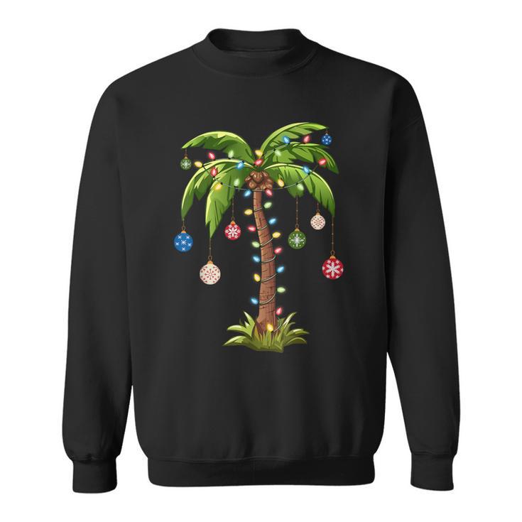 Christmas Palm Tree Light Hawaiian Tropical Xmas Sweatshirt