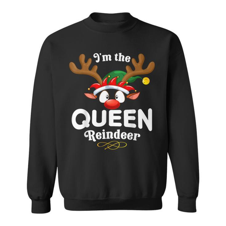 Christmas Pjs Queen Xmas Reindeer Matching Sweatshirt
