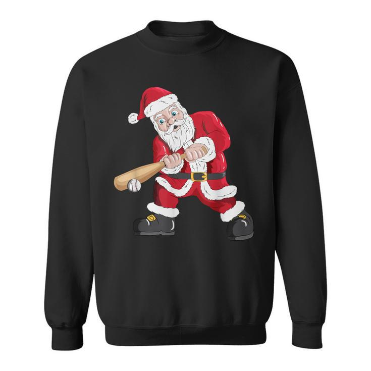 Christmas Santa Claus With Baseball Bat Baseball Sweatshirt