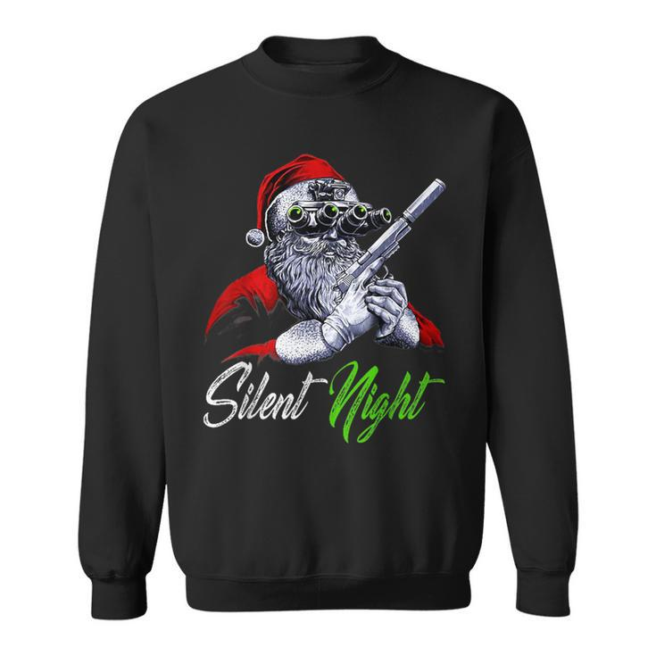 Christmas Santa Claus Guns Silent Night Santa Xmas Matching Sweatshirt