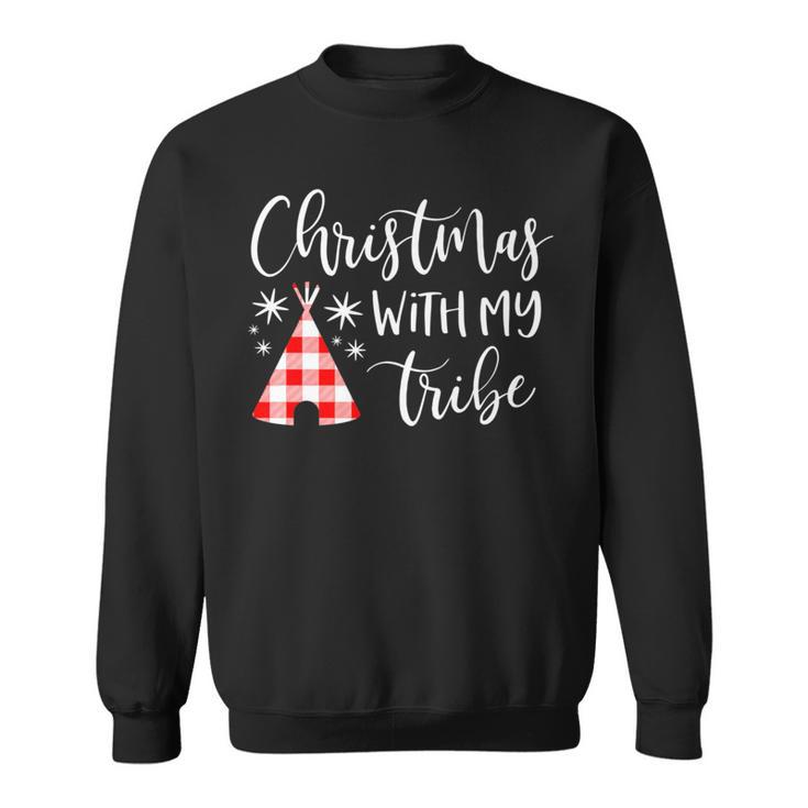 Christmas With My Tribe Family Pajamas Buffalo Plaid Sweatshirt