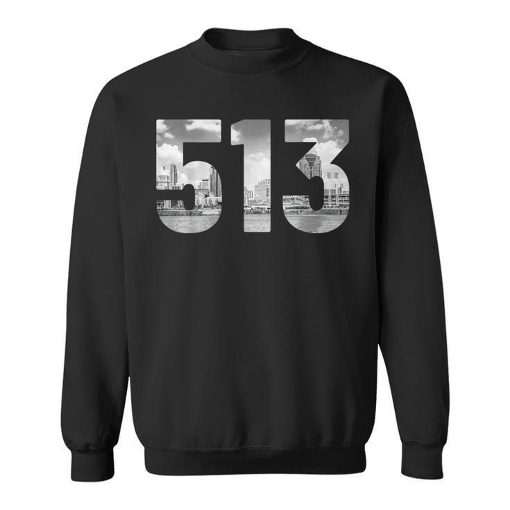 Cincinnati 513 Area Code Skyline Ohio Vintage Sweatshirt