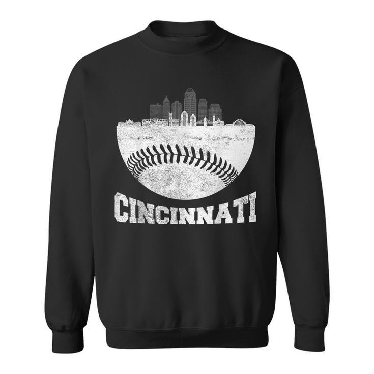 Cincinnati Skyline Retro Cincinnati Baseball Vintage Sweatshirt