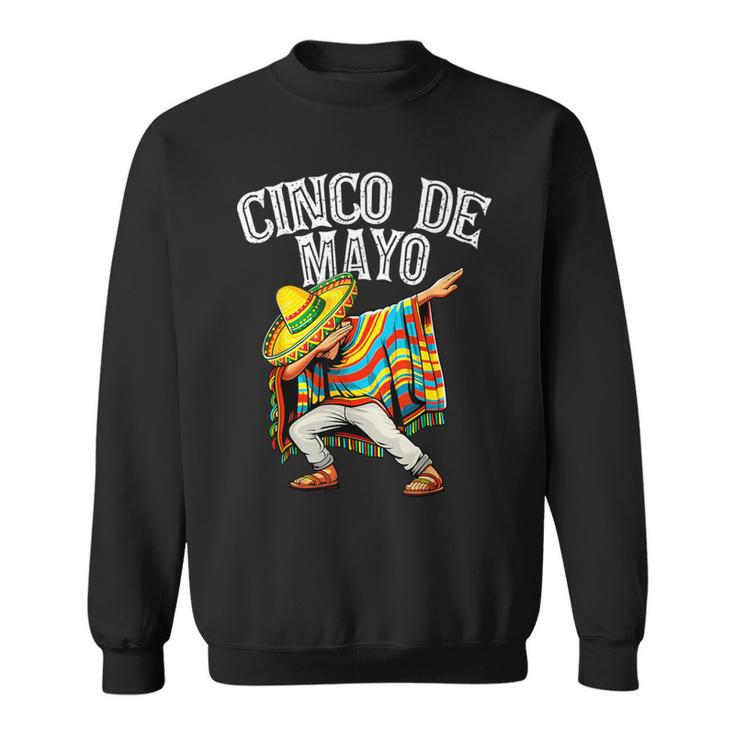Cinco De Mayo Dabbing Mexican Poncho Sombrero Hat Boys Men Sweatshirt