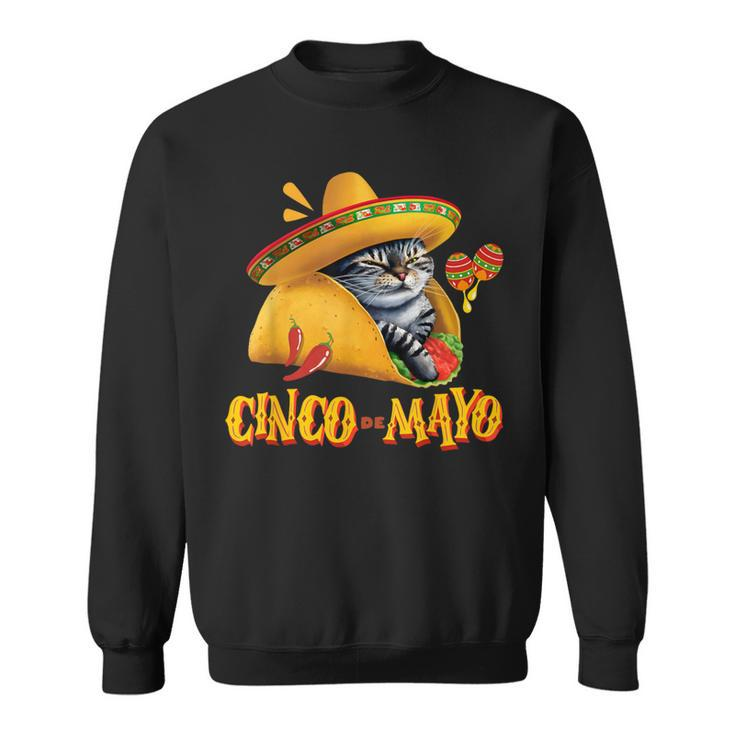 Cinco De Mayo Mexican Fiesta 5 De Mayo Taco Cat Sweatshirt