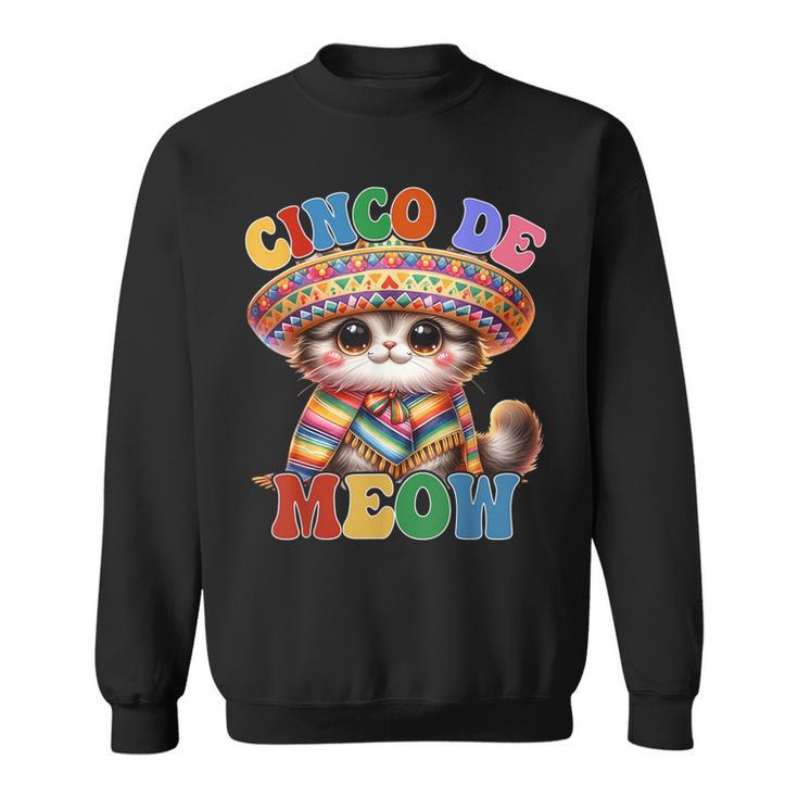 Cinco De Meow Cute Cat With Sombrero Cinco De Mayo Sweatshirt Mazezy