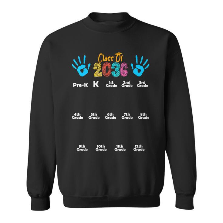 Class Of 2036 Kindergarten Graduation Grow With Me Handprint Sweatshirt