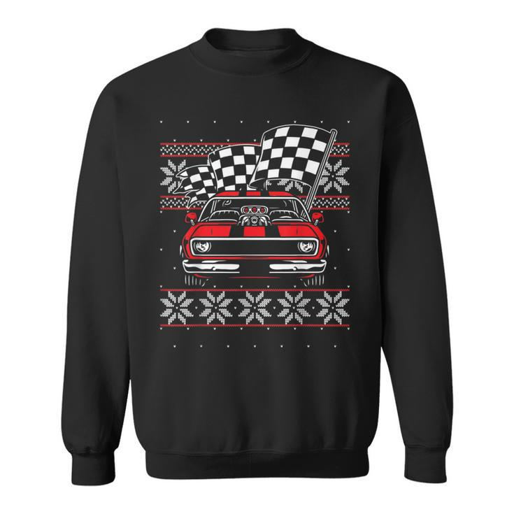 Classic Muscle Car Guys Matching Ugly Christmas Car Racing Sweatshirt