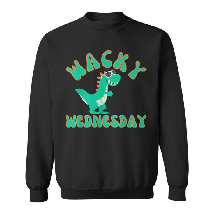 Classic Wacky Wednesday Green Dinosaur Mismatch Sweatshirt