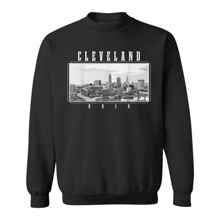 Cleveland Ohio Skyline Pride Black & White Vintage Cleveland Sweatshirt