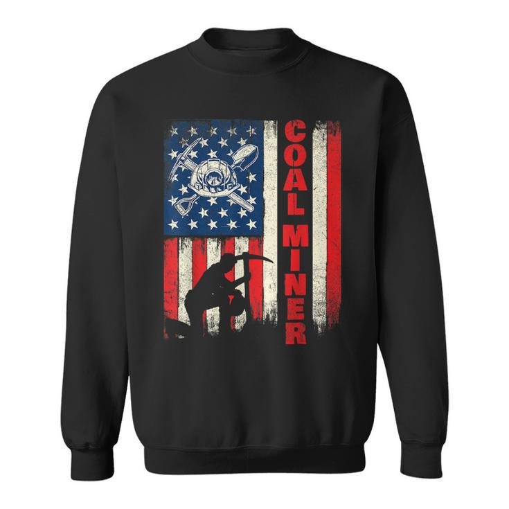 Coal Miner Patriotic Usa Flag Pitman Underground Mining Sweatshirt