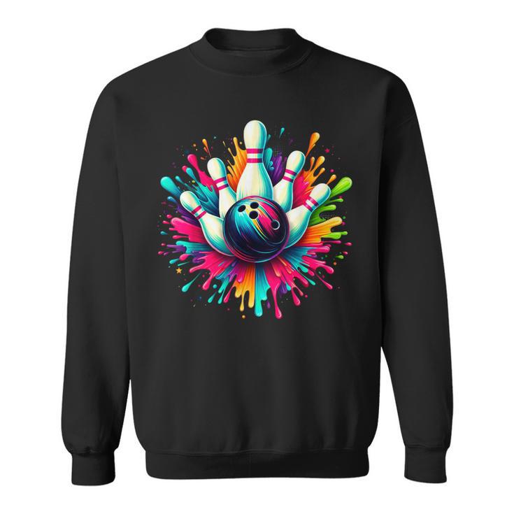 Colorful Bowling Game Day Bowling Cute Colorsplash Ball Sweatshirt