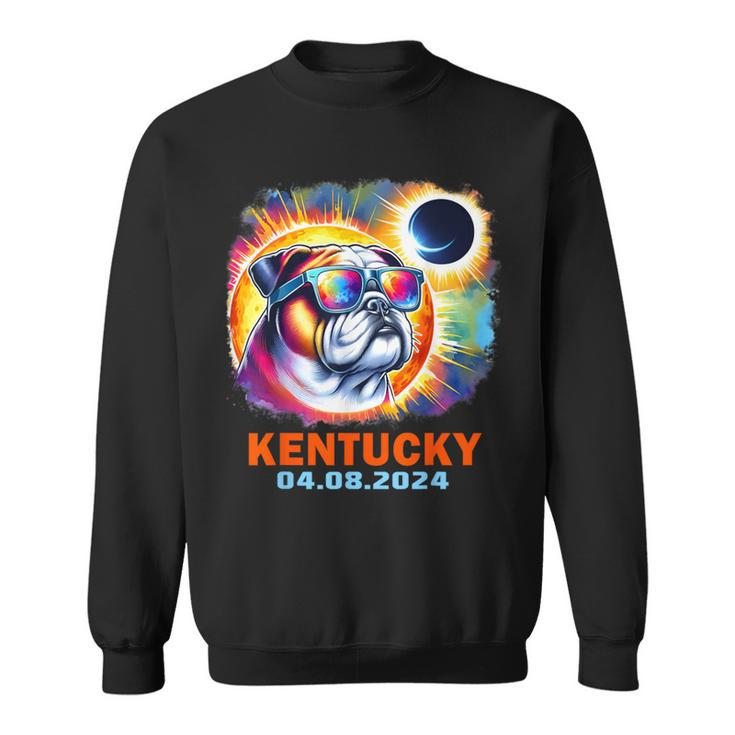 Colorful Bulldog Total Solar Eclipse 2024 Kentucky Sweatshirt
