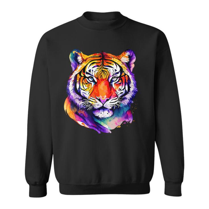 Colorful Tiger Face Neture Wild Animal Pet Lovers Men's Sweatshirt