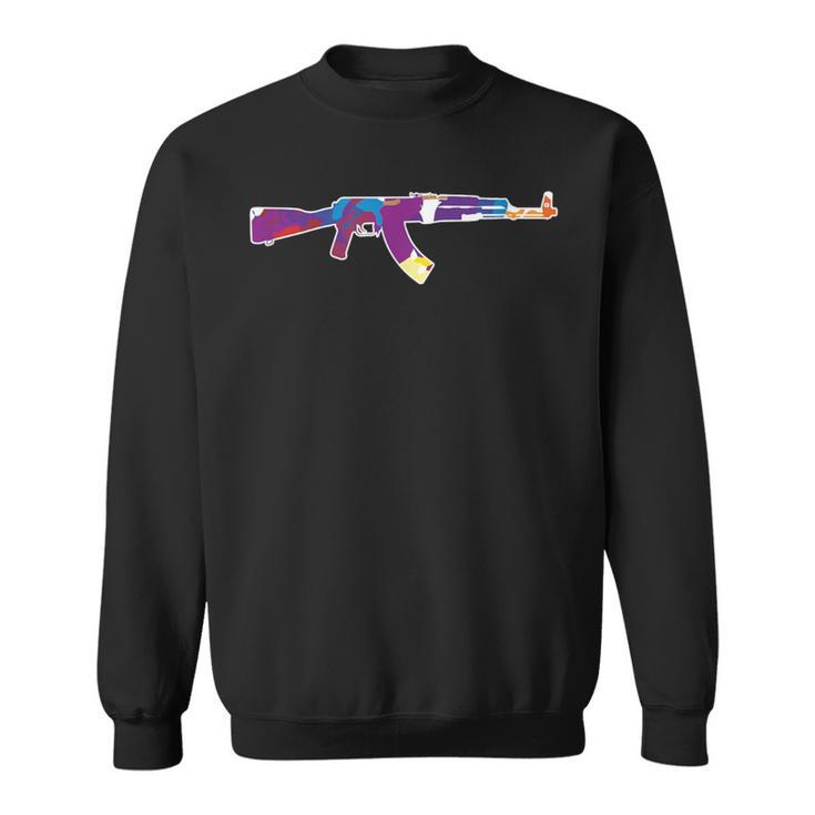 Coloured Ak 47 Weapon Peace War Sign Sweatshirt