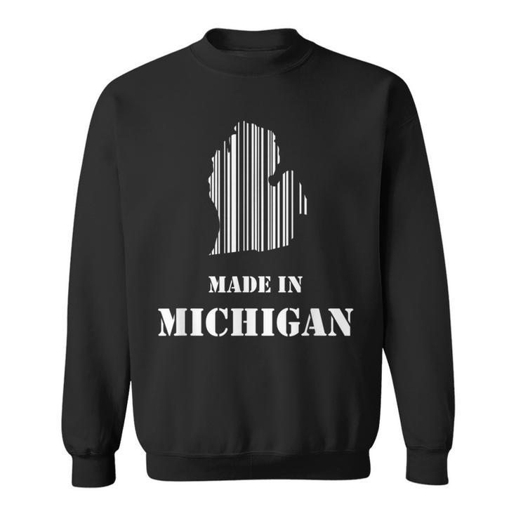 Cool Barcode State Map Made In Michigan Sweatshirt