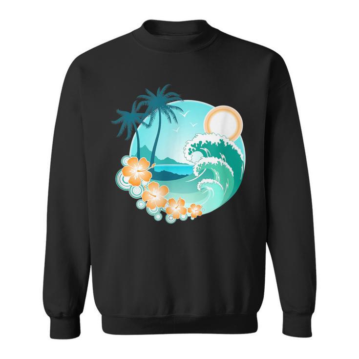 Cool Island Scene Beach Surf Sweatshirt