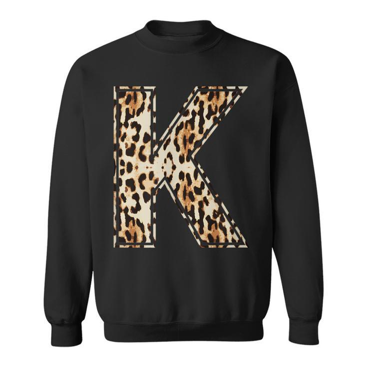 Cool Letter K Initial Name Leopard Cheetah Print Sweatshirt
