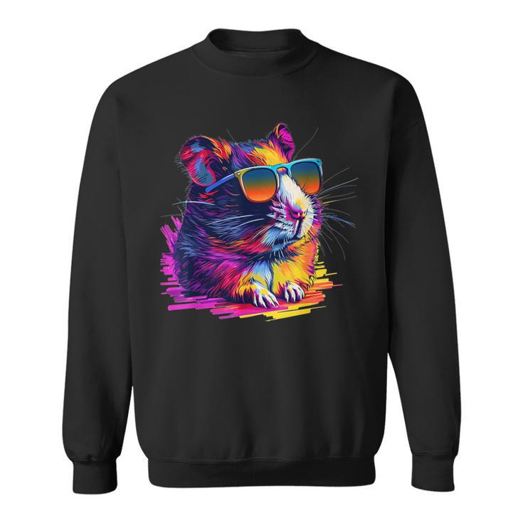 Cool Looking Hamster With Multicolor Sunglasses Outfit Sweatshirt