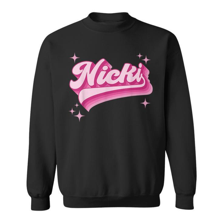Cool Personalized Name Nicki Distressed Retro Vintage Groovy Sweatshirt
