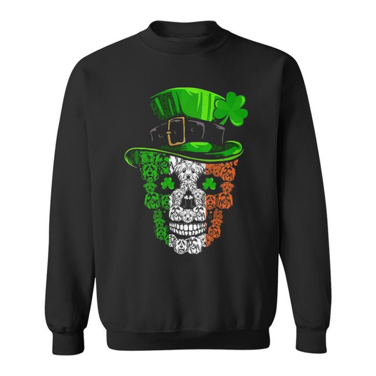 Cool St Patricks Day Maltese Dog Skull Shamrock Sweatshirt