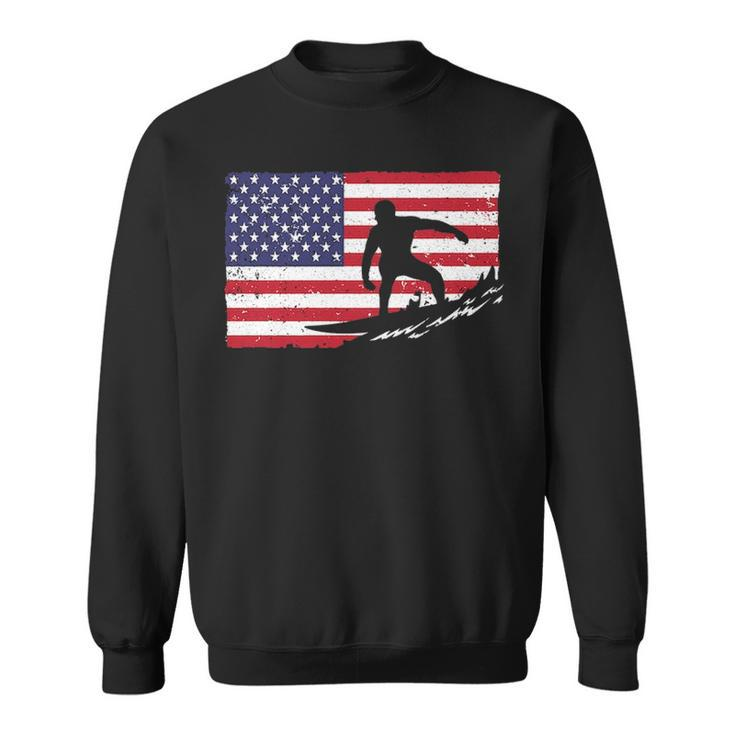 Cool Surfing For Men 4Th Of July American Flag Surfer Sweatshirt