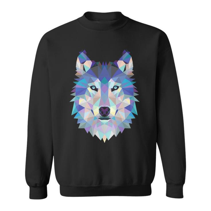 Cool Unique Wolf Geometric Graphic Animal Sweat Sweatshirt
