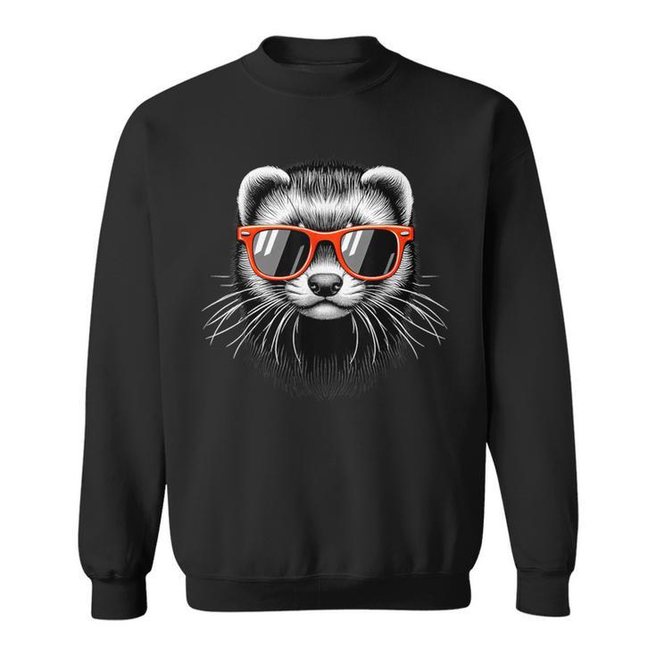 Cooles Frettchen Trägt Sonnenbrille Grafikkunst Sweatshirt