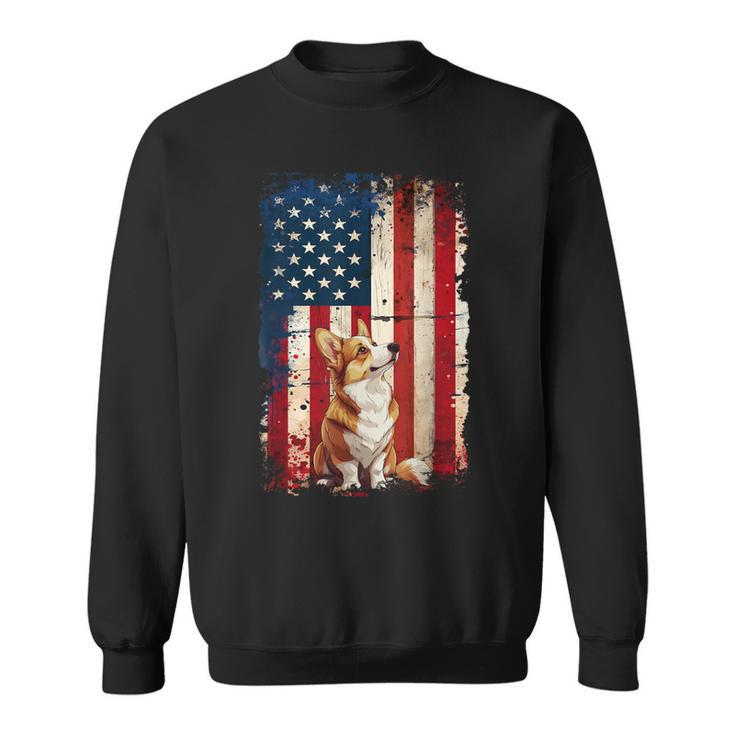 Corgi American Flag Usa Patriotic 4Th Of July Sweatshirt