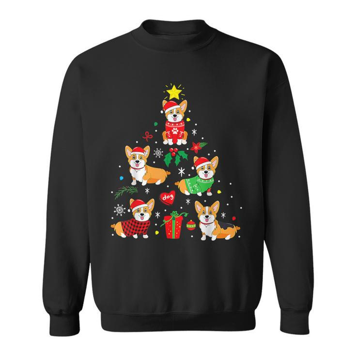 Corgi Christmas Tree Light Buffalo Plaid Dog Xmas Sweatshirt
