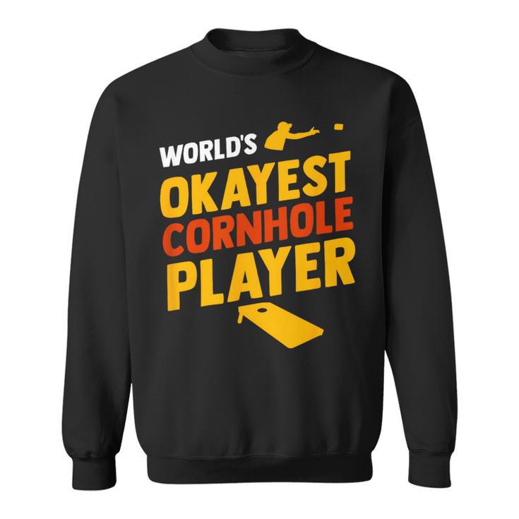 Cornhole Worlds Okayest Retro Bean Bag Sweatshirt