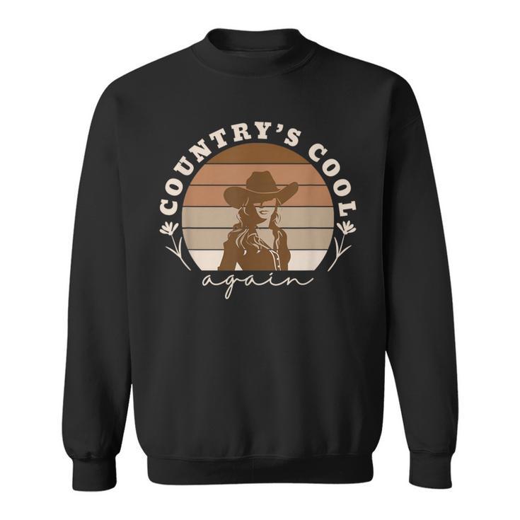 Country’S Cool Again Cowgirl Wildflowers And Wild Horses Sweatshirt