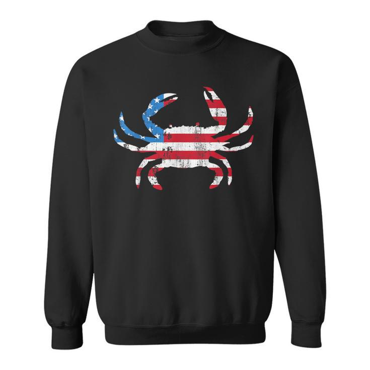 Crab Vintage American Flag Sweatshirt