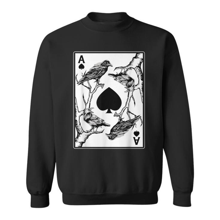Crow And The Ace Of Spade Occult Death Aesthetic Tarot Card Sweatshirt