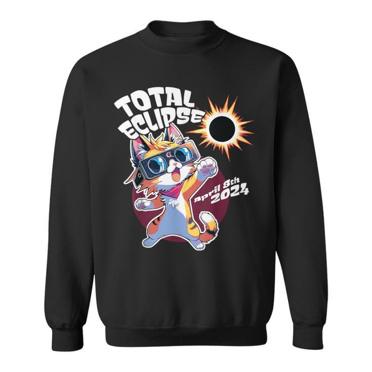 Cute Anime Cat Total Solar Eclipse 2024 Sweatshirt