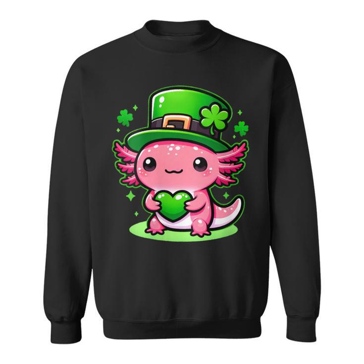 Cute Axolotl Kawaii St Patrick's Day Boys Girls Axolotl Sweatshirt