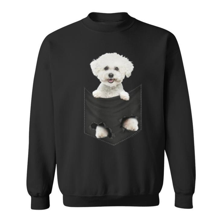 Cute Bichon Frise In Pocket Bichon Dog Lover Sweatshirt