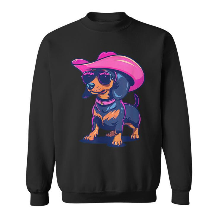Cute Dachshund Pink Cowboy Hat Wiener Sausage Dog Puppy Sweatshirt