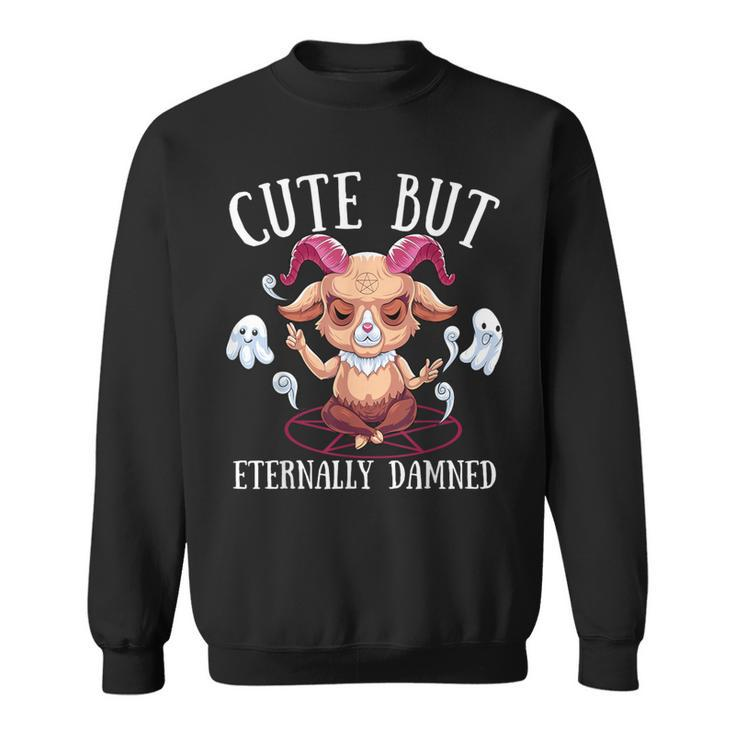 Cute But Damned Baphomet Gothic Goat Satanist Pentagram Sweatshirt
