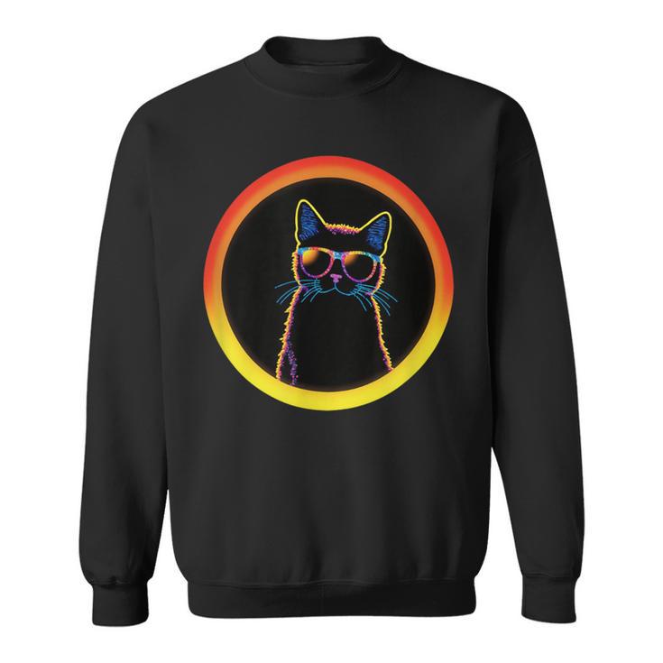 Cute And Cat Wearing Eclipse Glasses Sweatshirt